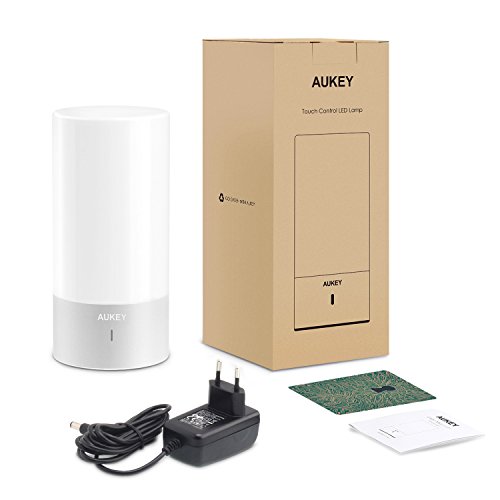 AUKEY Lampada Notturna LED, 3 Luminosità di Luce Calda+ Luce Muliticolore Regolabile RGB Lampada da Comodino con Panello di Controllo Tattile a 360 Gradi per Casa o Ufficio - 7