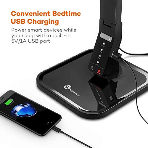 Lampada da Scrivania LED, TaoTronics Lampada da Tavolo 14W ( 5 livelli Dimmerabili, 4 modalità Pannello di Controllo, Touch-Sensitive, Porta di Ricarica USB per iPhone, iPad, Smartphone, Tablet Android ) – Nero - 3