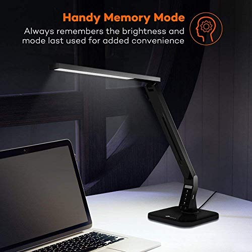 Lampada da Scrivania LED, TaoTronics Lampada da Tavolo 14W ( 5 livelli Dimmerabili, 4 modalità Pannello di Controllo, Touch-Sensitive, Porta di Ricarica USB per iPhone, iPad, Smartphone, Tablet Android ) – Nero - 4