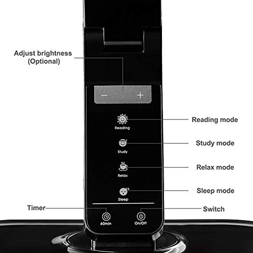Lampada da Scrivania LED, TaoTronics Lampada da Tavolo 14W ( 5 livelli Dimmerabili, 4 modalità Pannello di Controllo, Touch-Sensitive, Porta di Ricarica USB per iPhone, iPad, Smartphone, Tablet Android ) – Nero - 5