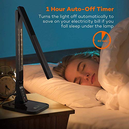 Lampada da Scrivania LED, TaoTronics Lampada da Tavolo 14W ( 5 livelli Dimmerabili, 4 modalità Pannello di Controllo, Touch-Sensitive, Porta di Ricarica USB per iPhone, iPad, Smartphone, Tablet Android ) – Nero - 7