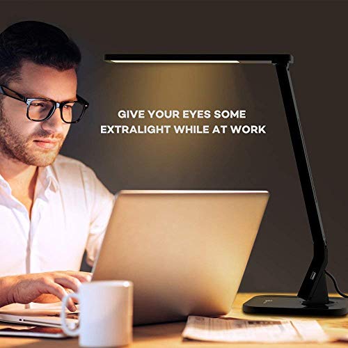 Lampada da Scrivania LED, TaoTronics Lampada da Tavolo 14W ( 5 livelli Dimmerabili, 4 modalità Pannello di Controllo, Touch-Sensitive, Porta di Ricarica USB per iPhone, iPad, Smartphone, Tablet Android ) – Nero - 8