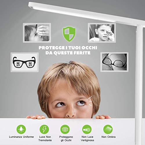 Lampada Scrivania 42 LED, Lampada da Tavolo con Efficienza Energetica Occhi-Cura, Regolabile 3 Luminosità×3 Modalità, Sensibile Tocco-Controllo, Lampada Scrivania per Ufficio,Lettura,Studio,Lavoro - 4