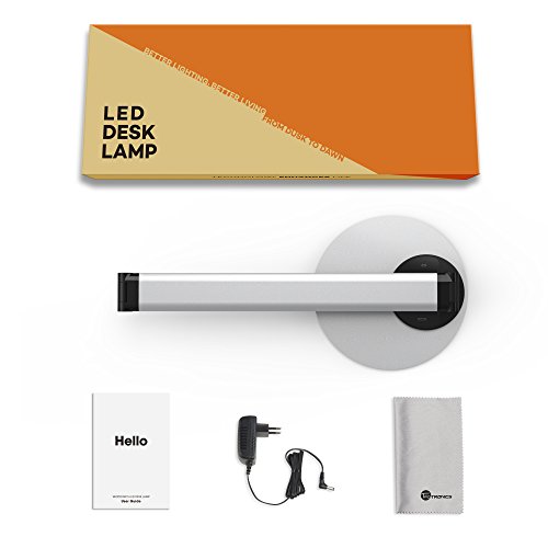 Lampada da Scrivania TaoTronics, Lampada da Tavolo Ufficio LED 12W con 6 Luminosità + 3 Temperature di Colore, Porta di Ricarica USB per Smartphone, LED Occhi-Cura, Funzione Memoria – Grigio Argento - 2