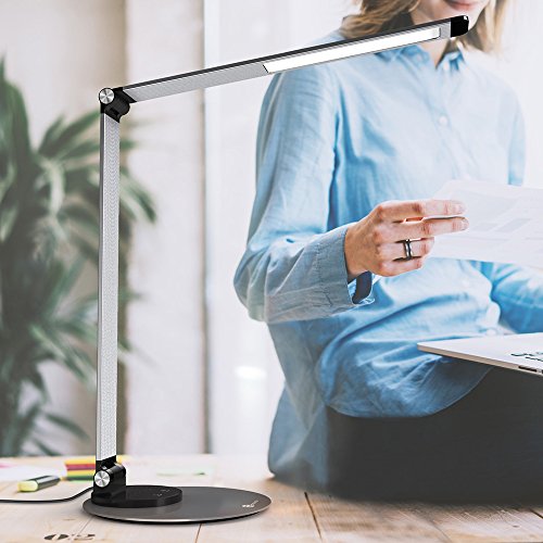 Lampada da Scrivania TaoTronics, Lampada da Tavolo Ufficio LED 12W con 6 Luminosità + 3 Temperature di Colore, Porta di Ricarica USB per Smartphone, LED Occhi-Cura, Funzione Memoria – Grigio Argento - 10