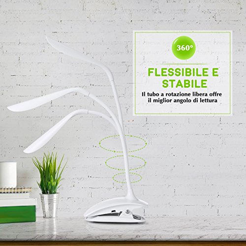 Lampada Libro 15 LED con Clip, Luce Libro con 3 Tipi Temperatura di Colore e Luminosità Dimmerabile, Lampada Libro USB Ricaricabile, Lampada da Lettura Portatile per Libro/Lavoro/Letto【OCCHI-CURA】 - 4