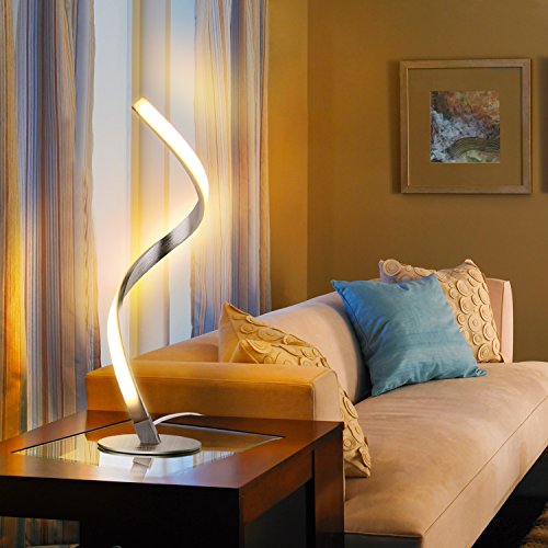 Albrillo lampada da tavolo a spirale, moderna lampada da letto a LED, per lo studio, camera da soggiorno, minimalista salvaspazio, bianco caldo 3000K 480LM - 6