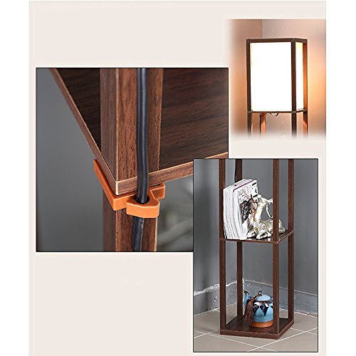QIANGUANG® Illuminazione interna Lampada da terra in legno da 1,6 m con ripiani per camera da letto e soggiorno (senza lampadina) (Brown) - 4