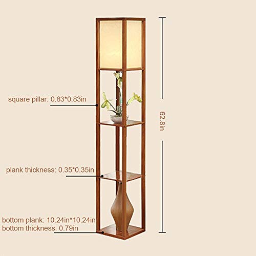 QIANGUANG® Illuminazione interna Lampada da terra in legno da 1,6 m con ripiani per camera da letto e soggiorno (senza lampadina) (Brown) - 6