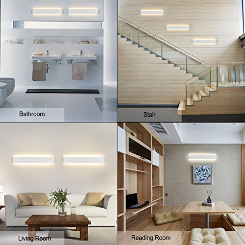 Yafido Applique da Parete Interno Moderno 20W LED Lampada Bianco Caldo 2700K AC 220V Acrilico per Camera da Letto Soggiorno Corridoio Bagno Scale 60cm - 3