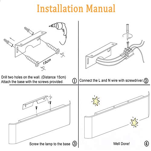 Yafido Applique da Parete Interno Moderno 20W LED Lampada Bianco Caldo 2700K AC 220V Acrilico per Camera da Letto Soggiorno Corridoio Bagno Scale 60cm - 8