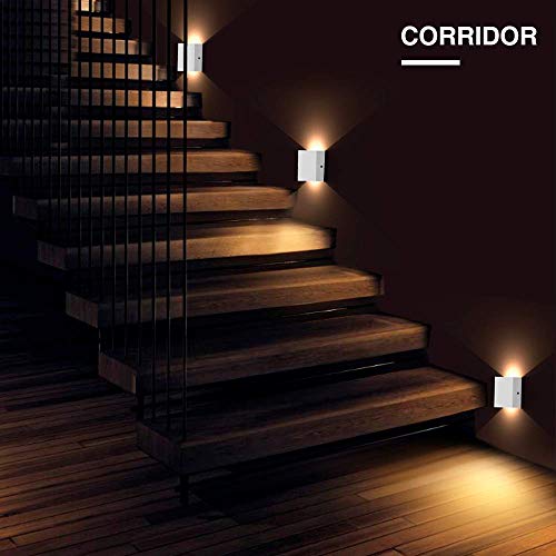 2 Pezzi 6W LED Applique da parete Lampada da Parete Bianco Caldo 3000k Moderno in Alluminio per Soggiorno Camera da Letto Corridoio Scale Cucina Sala da Pranzo - 4