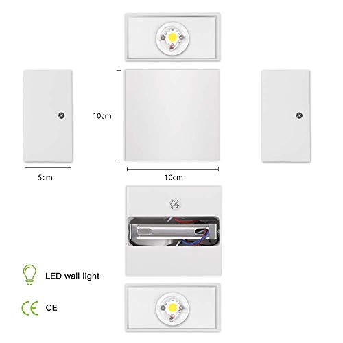 2 Pezzi 6W LED Applique da parete Lampada da Parete Bianco Caldo 3000k Moderno in Alluminio per Soggiorno Camera da Letto Corridoio Scale Cucina Sala da Pranzo - 5