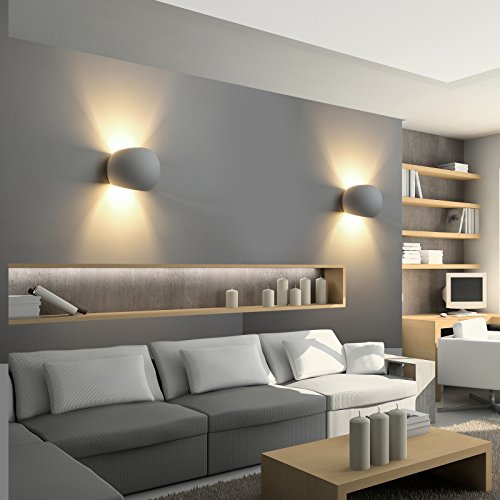 DECKEY Lampada Da Parete In Ceramica, Illuminazione Decorativa In Gesso Applique LED Up Down, Luce Effetto Interno Linee Di Disegno Moderno Semplice (02) - 4