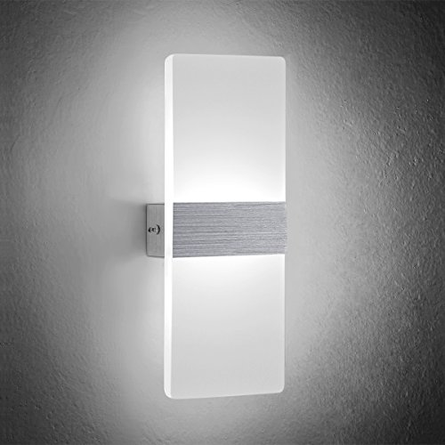 NetBoat Lampada da Parete 6W Led interni Moderno Applique da parete Luci da Muro Bianco Freddo Interni per Decorazione Soggiorno Camera da Letto Bagno - 2