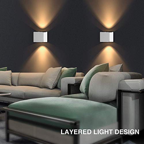 Applique da Parete Moderna 10W 3000K 1000LM, Hommie Lampada da Parete Alluminio Impermeabile per Camera da Letto, Soggiorno, Sala da Pranzo, Corridoio, Luce Bianca Calda- (Bianco) - 2