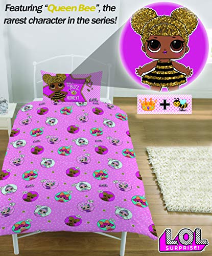 L.O.L. Sorpresa! Copripiumino singolo con federa LOL Sorpresa Glitterati Serie Confetti Pop LOL Biancheria da letto Reversibile design Queen Bee Dolls Glitter Pattern - 4