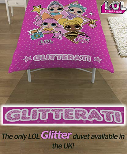 L.O.L. Sorpresa! Copripiumino singolo con federa LOL Sorpresa Glitterati Serie Confetti Pop LOL Biancheria da letto Reversibile design Queen Bee Dolls Glitter Pattern - 6