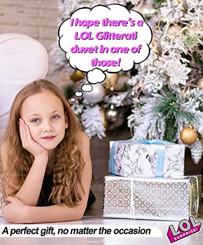 L.O.L. Sorpresa! Copripiumino singolo con federa LOL Sorpresa Glitterati Serie Confetti Pop LOL Biancheria da letto Reversibile design Queen Bee Dolls Glitter Pattern - 7