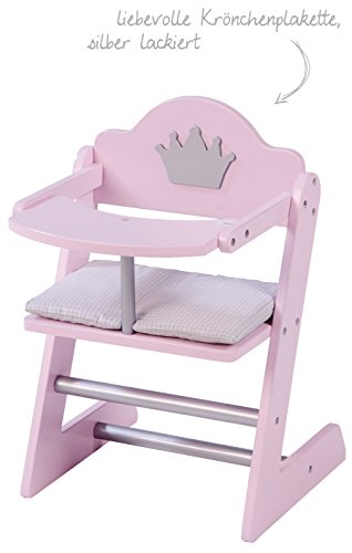 roba Seggiolone per Bambole della Collezione Mobili per Bambole ‘principessa Sophie’, Legno Laccato Rosa/Argento con Stmpato Motivo Corona - 5