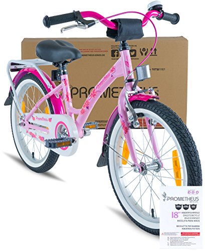 Prometheus Bicicletta da Bambina dai 6 Anni nei Colori Rosa e Lilla da 18 Pollici con Freno a V in Alluminio e contropedale – BMX da 18″ Modello 2019 - 2
