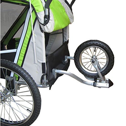 PAPILIOSHOP LEON Rimorchio passeggino carrellino per il trasporto di 1 o 2 uno due bambino bambini con la bici ruota anteriore piroettante bicicletta portabimbo bimbo bimbi portabimbi carrello pieghevole carrozzina da con x porta (New Mimetico) - 4