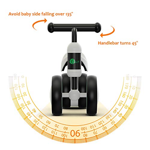 YGJT Bicicletta Equilibrio Bambino Bicicletta Baby Walkers Giocattoli per Ragazzi e Ragazze Interno All’aperto per 1-2 Anni(10-24 Mesi) Mesi Camminatore per Bambini Senza Pedali (Nero) - 3