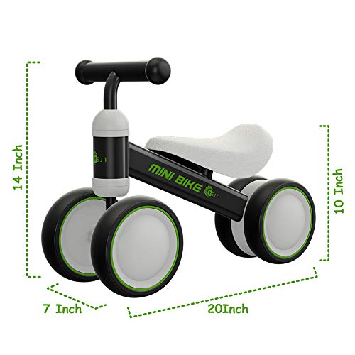 YGJT Bicicletta Equilibrio Bambino Bicicletta Baby Walkers Giocattoli per Ragazzi e Ragazze Interno All’aperto per 1-2 Anni(10-24 Mesi) Mesi Camminatore per Bambini Senza Pedali (Nero) - 4