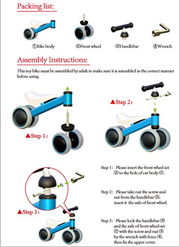 YGJT Bicicletta Equilibrio Bambino Bicicletta Baby Walkers Giocattoli per Ragazzi e Ragazze Interno All’aperto per 1-2 Anni(10-24 Mesi) Mesi Camminatore per Bambini Senza Pedali (Nero) - 6
