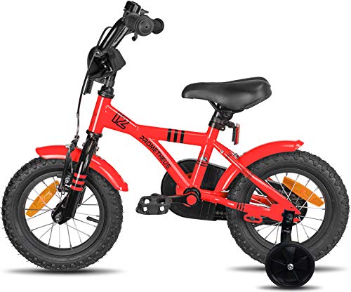 Prometheus Bicicletta per Bambini e Bambine da 3 Anni nei Colori Rosso e Nero da 12 Pollici con rotelle e contropedale – BMX da 12″ Modello 2019 - 4