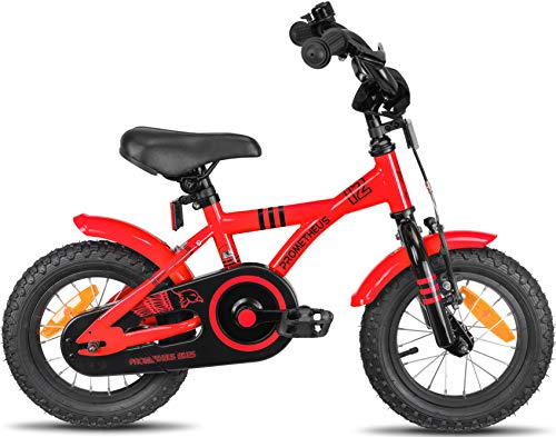Prometheus Bicicletta per Bambini e Bambine da 3 Anni nei Colori Rosso e Nero da 12 Pollici con rotelle e contropedale – BMX da 12″ Modello 2019 - 5