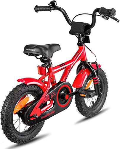 Prometheus Bicicletta per Bambini e Bambine da 3 Anni nei Colori Rosso e Nero da 12 Pollici con rotelle e contropedale – BMX da 12″ Modello 2019 - 7