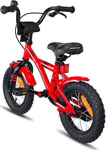 Prometheus Bicicletta per Bambini e Bambine da 3 Anni nei Colori Rosso e Nero da 12 Pollici con rotelle e contropedale – BMX da 12″ Modello 2019 - 8