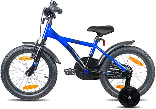 Prometheus Bicicletta per Bambini e Bambine da 5 Anni nei Colori Blu e Nero da 16 Pollici con rotelle e contropedale – BMX da 16″ Modello 2019 - 4