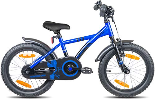 Prometheus Bicicletta per Bambini e Bambine da 5 Anni nei Colori Blu e Nero da 16 Pollici con rotelle e contropedale – BMX da 16″ Modello 2019 - 5