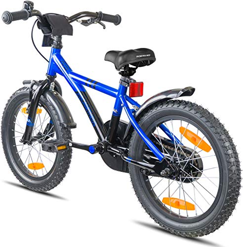 Prometheus Bicicletta per Bambini e Bambine da 5 Anni nei Colori Blu e Nero da 16 Pollici con rotelle e contropedale – BMX da 16″ Modello 2019 - 8