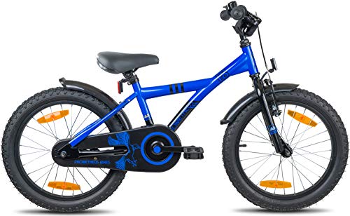 Prometheus Bicicletta per bambini e bambine dai 6 anni nei colori blu e nero da 18 pollici con freno a V in alluminio e contropedale – BMX da 18″ modello 2019 - 3