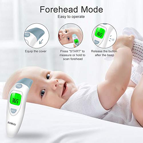 Termometro Digitale Fronte e Orecchio, Termometro a Infrarossi SVMUU, Allarme Temperatura Elevata, Multifunzione 4 in 1 per Bambini, Adulti e Oggetti, Approvato CE/ROHS/FDA - 4