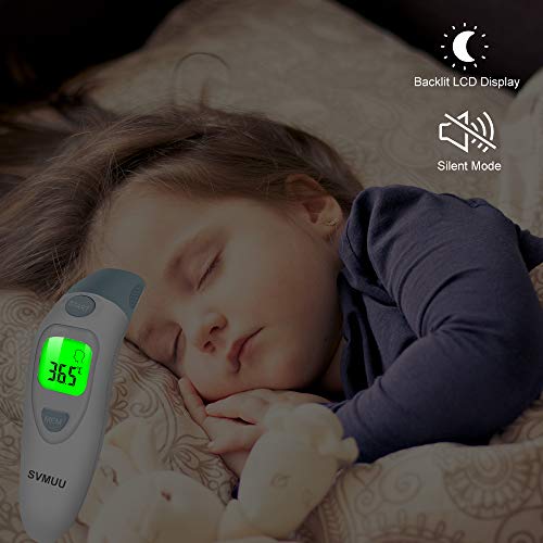 Termometro Digitale Fronte e Orecchio, Termometro a Infrarossi SVMUU, Allarme Temperatura Elevata, Multifunzione 4 in 1 per Bambini, Adulti e Oggetti, Approvato CE/ROHS/FDA - 7