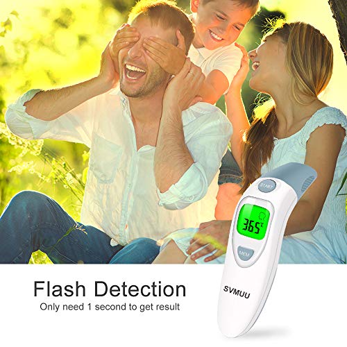 Termometro Digitale Fronte e Orecchio, Termometro a Infrarossi SVMUU, Allarme Temperatura Elevata, Multifunzione 4 in 1 per Bambini, Adulti e Oggetti, Approvato CE/ROHS/FDA - 8