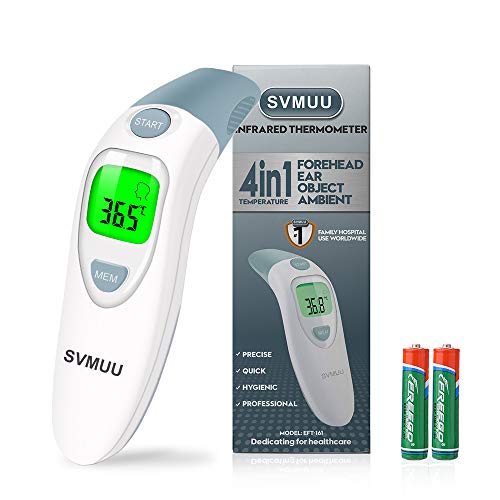 Termometro Digitale Fronte e Orecchio, Termometro a Infrarossi SVMUU, Allarme Temperatura Elevata, Multifunzione 4 in 1 per Bambini, Adulti e Oggetti, Approvato CE/ROHS/FDA - 9