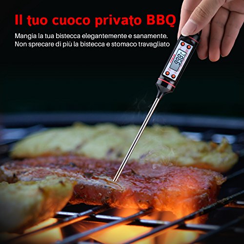 TOPELEK-Termometro Cucina, 5S Lettura Istantanea, 5.9 inch Sonda Lunga, Schermo LCD, Anti-Corrosione,Meglio per Carne, Griglia, Barbecue, Latte e Acqua del Bagno[Garanzia a Vita] - 6