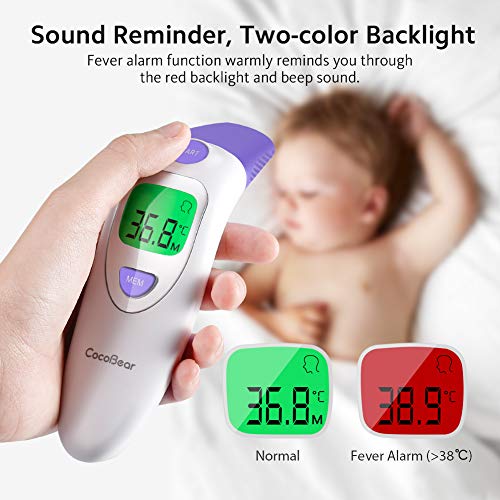 Termometro Bambini CocoBear Termometro Infrarossi Digitale Medicale Fronte Orecchio per Neonato Bambini e Adulti, Lettura Istantanea Allarme Febbre Certificazione Professionale CE FDA - 4