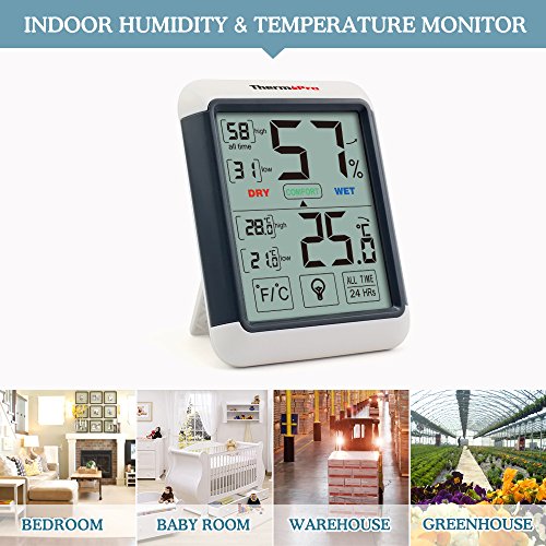 ThermoPro TP55 Termometro Igrometro Digitale da Interno, Misuratore di Umidità e Temperatura con Grande LCD Schermo di Tocco Retroilluminato, Memoria Massima/Minima, Monitor di Comfort Casa - 4