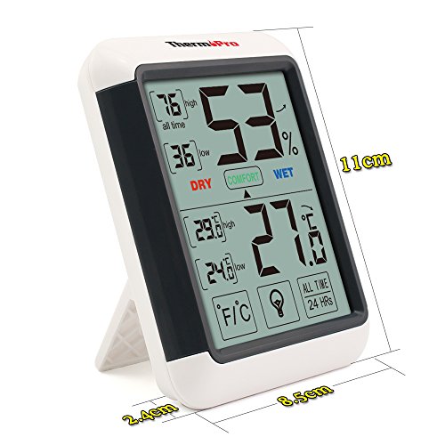 ThermoPro TP55 Termometro Igrometro Digitale da Interno, Misuratore di Umidità e Temperatura con Grande LCD Schermo di Tocco Retroilluminato, Memoria Massima/Minima, Monitor di Comfort Casa - 7