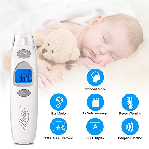 Termometro Bambini, Digitale Infrarossi Fronte Orecchio Termometro per Neonato e Adulti con Schermo a LCD, Lettura Istantanea,Allarme Febbre, Approved CE/FDA - 2