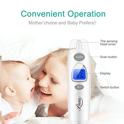 Termometro Bambini, Digitale Infrarossi Fronte Orecchio Termometro per Neonato e Adulti con Schermo a LCD, Lettura Istantanea,Allarme Febbre, Approved CE/FDA - 3