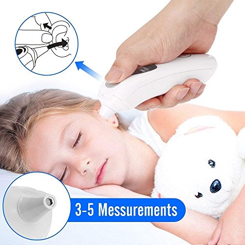 Termometro Bambini, Digitale Infrarossi Fronte Orecchio Termometro per Neonato e Adulti con Schermo a LCD, Lettura Istantanea,Allarme Febbre, Approved CE/FDA - 4