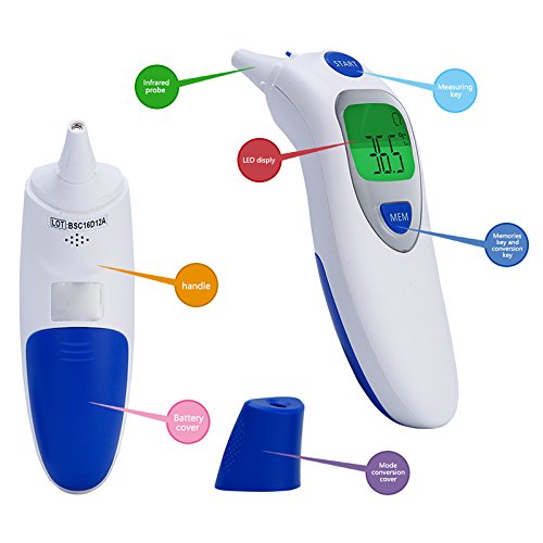 Termometro Medico Digitale a Infrarossi Per Orecchio e la Fronte,YUKICARE Termometro Domestico Professionale 4 in 1 per Bambini Adulti e Oggetti – Certificazione CE e FDA - 4