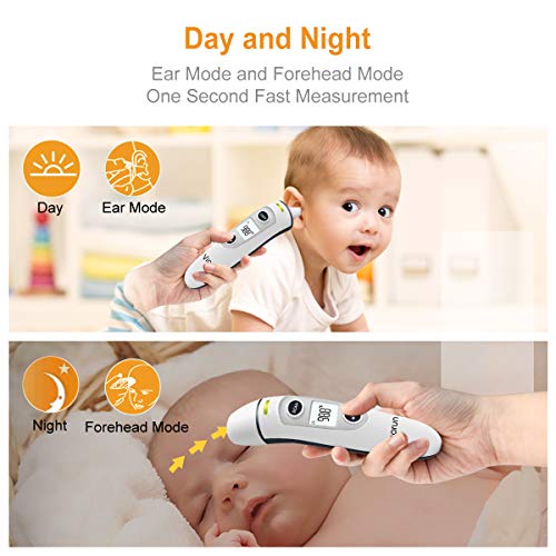 Vigorun Termometro Bambini Digitale Fronte e Auricolare Termometro Infrarossi Medicale Professionale Display a Tre Colori con Febbre Avviso per Neonati Bambini Adulti - 2